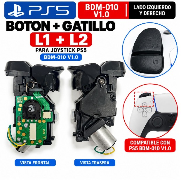 &ua REPUESTO GATILLO PS5 L1 L2 JOYSTICK PS5 BDM-010